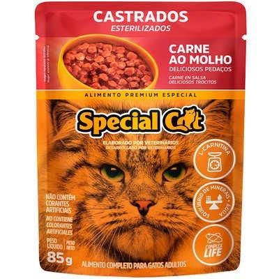 ALIMENTO GATO CASTRADO CARNE MOLHO SPECIAL CAT 85G