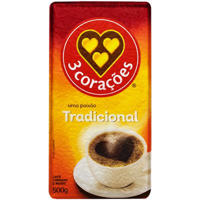 CAFÉ TORRADO VÁCUO TRADICIONAL 3 CORAÇÕES 500G