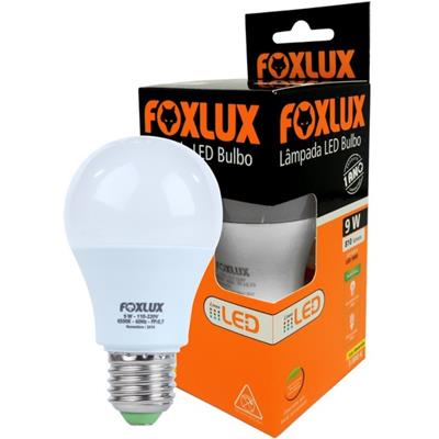 LÂMPADA LED BULBO 127V 9 WATTS FOXLUX