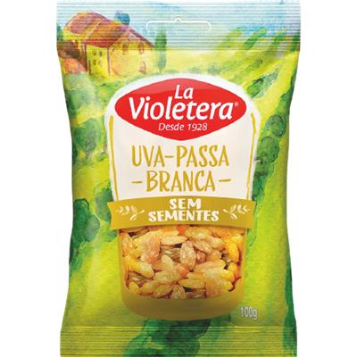 UVA PASSA BRANCA SEM SEMENTES LA VIOLETERA 100G