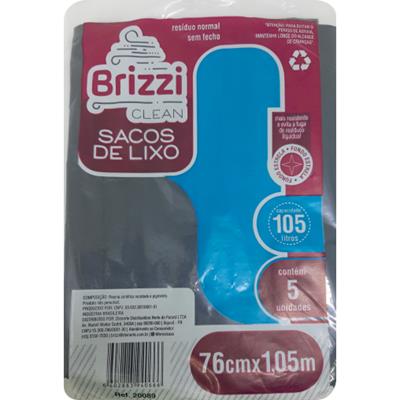 SACO DE LIXO PRETO 105L CLEAN BRIZZI 5UN