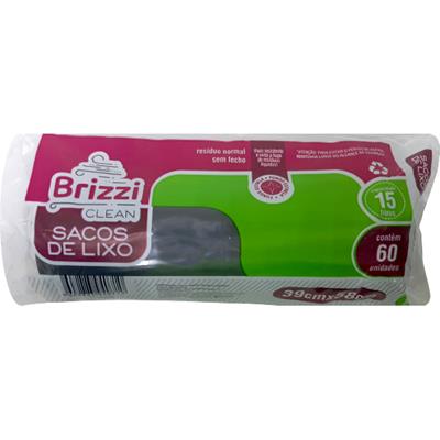 SACO DE LIXO PRETO 15L CLEAN BRIZZI 60UN