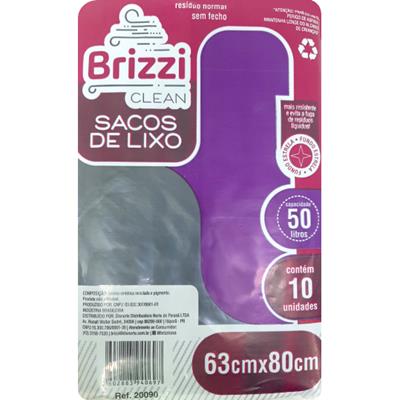 SACO DE LIXO PRETO 50L CLEAN BRIZZI 10UN