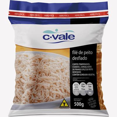 FILÉ DE PEITO DE FRANGO DESFIADO C. VALE 500G