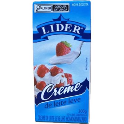 CREME DE LEITE UHT LEVE HOMOGENEIZADO LIDER 200G