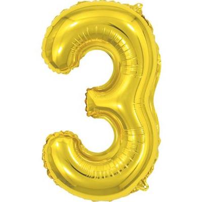 BALÃO DOURADO METALIZADO NÚMERO 3 ARTH FESTA 1UN