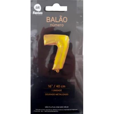BALÃO DOURADO METALIZADO NÚMERO 7 BR FESTAS 1UN