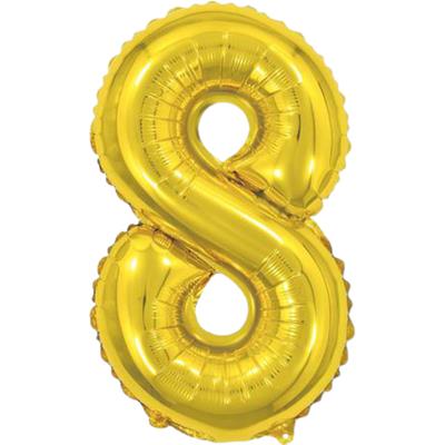 BALÃO DOURADO METALIZADO NÚMERO 8 ARTH FESTA 1UN
