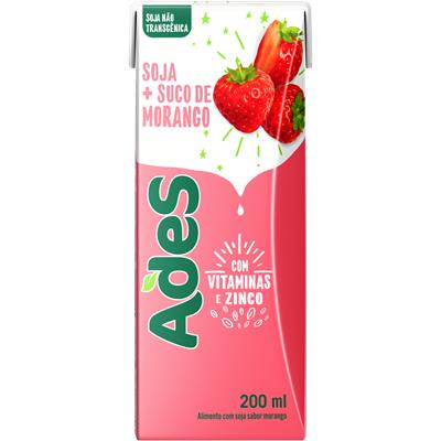 BEBIDA À BASE DE SOJA SABOR MORANGO ADES 200ML