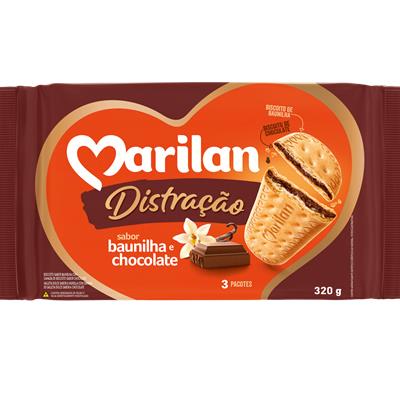 BISCOITO SABOR BAUNILHA E CHOCOLATE MARILAN 320G