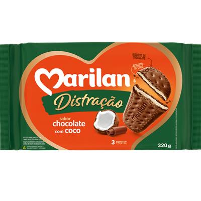 BISCOITO CHOCOLATE COM COCO DISTRAÇÃO MARILAN 320G
