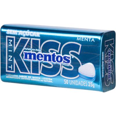 BALA SABOR MENTA KISS SEM AÇÚCAR MENTOS 35G 50UN