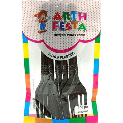 GARFO DE PLÁSTICO PRETO ARTH FESTA 10UN