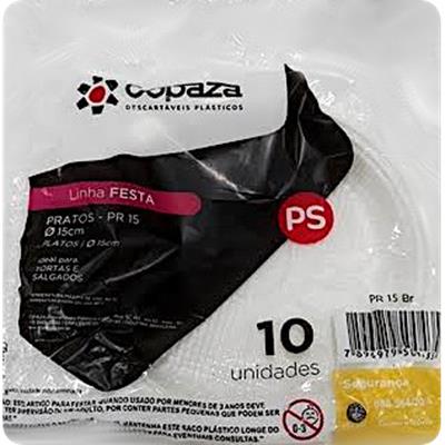 PRATO DESCARTÁVEL DE PLÁSTICO 15CM COPAZA 10UN