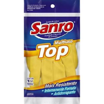LUVA DE LÁTEX MÉDIA MULTIUSO SANRO 1UN