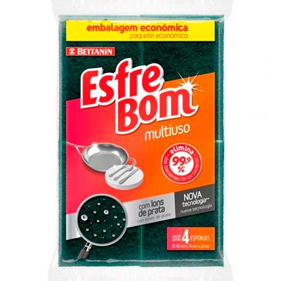 ESPONJA MULTIUSO COM ÍONS DE PRATA ESFREBOM 4UN