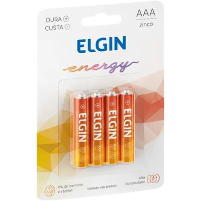 PILHA COMUM ZINCO AAA PALITO ENERGY ELGIN 4UN