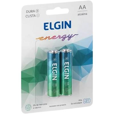PILHA ALCALINA AA ENERGY PEQUENA ELGIN 2UN