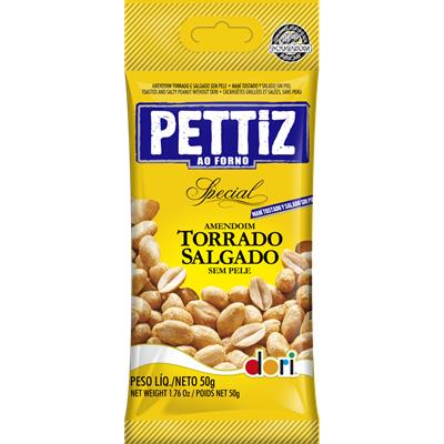 AMENDOIM TORRADO SALGADO SEM PELE PETTIZ 50G