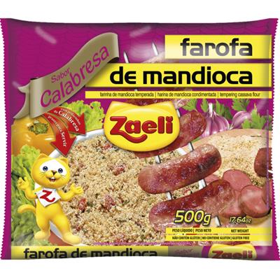 FAROFA DE MANDIOCA TEMPERADA CALABRESA ZAELI 500G