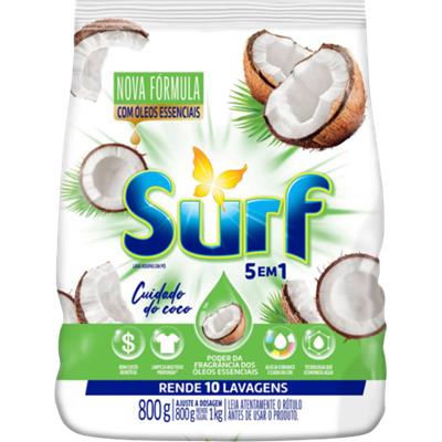 SABÃO EM PÓ 5 EM 1 CUIDADO DO COCO SURF 800G
