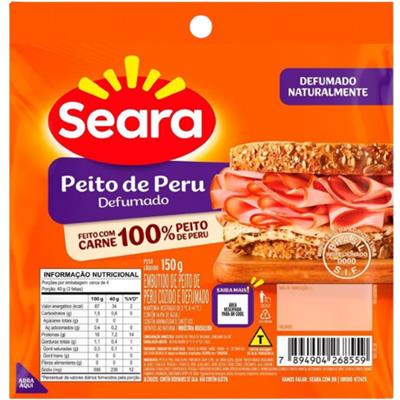 PEITO DE PERU COZIDO E DEFUMADO FATIADO SEARA 150G