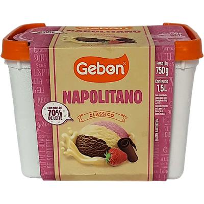SORVETE SABOR NAPOLITANO CLÁSSICO GEBON 1,5L