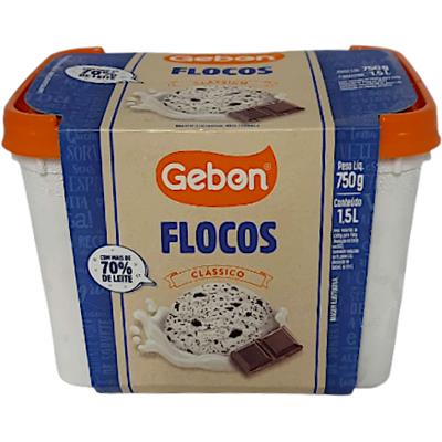 SORVETE SABOR FLOCOS CLÁSSICO GEBON 1,5L