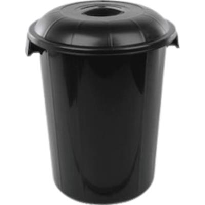 LIXEIRA PRETA COM TAMPA PLÁSTICOS MB 63L