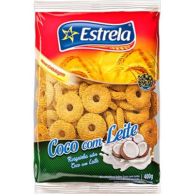 Bodegamix. Biscoito rosquinha estrela sabor coco com leite 400g