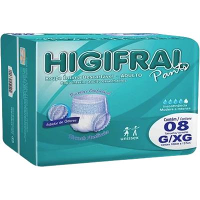 ROUPA ÍNTIMA DESCARTÁVEL ADULTO G/XG HIGIFRAL 8UN