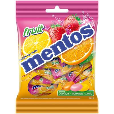 BALA LARANJA, MORANGO E LIMÃO FRUIT MENTOS 62,1G