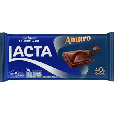 CHOCOLATE AMARGO 40% CACAU LACTA 80G