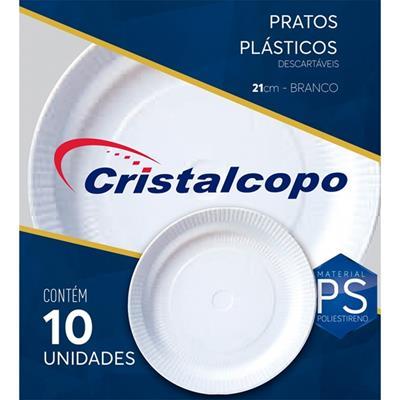 PRATO PLÁSTICO DESCARTÁVEL 21CM CRISTALCOPO 10UN