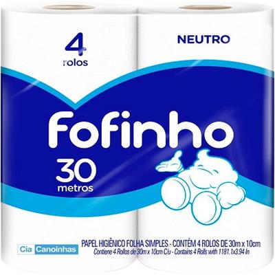 PAPEL HIGIÊNICO FOLHA SIMPLES NEUTRO FOFINHO 4UN