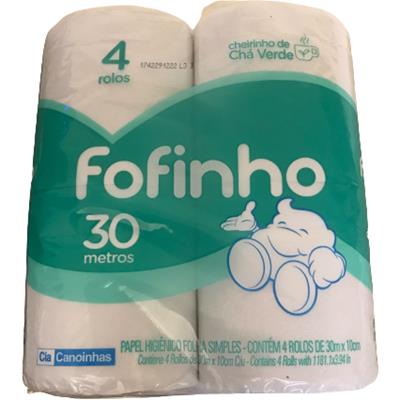 PAPEL HIGIÊNICO SIMPLES CHÁ VERDE FOFINHO 4UN
