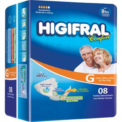FRALDA DESCARTÁVEL ADULTA ''G'' HIGIFRAL 8UN