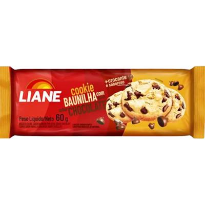 BISCOITO DOCE COOKIE BAUNILHA CHOCOLATE LIANE 60G