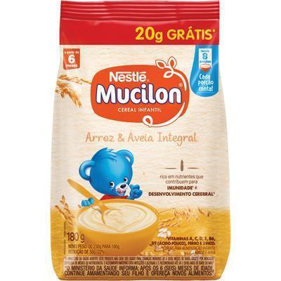 CEREAL INFANTIL INTEGRAL ARROZ AVEIA MUCILON 180G