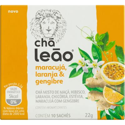 CHÁ MARACUJÁ LARANJA E GENGIBRE CHÁ LEÃO 22G 10UN