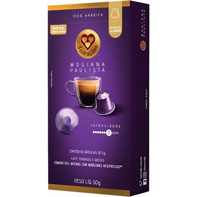 CAFÉ CÁPSULA TORRADO MOÍDO MOGIANA 3 CORAÇÕES 10UN