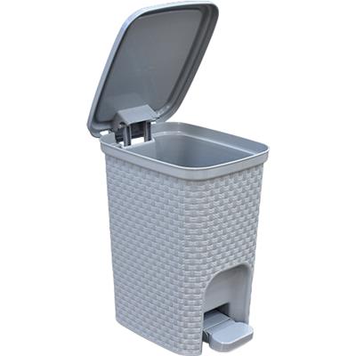 LIXEIRA RATTAN CINZA COM PEDAL ARQPLAST 7L