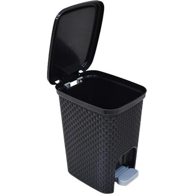 LIXEIRA RATTAN PRETA COM PEDAL ARQPLAST 7L