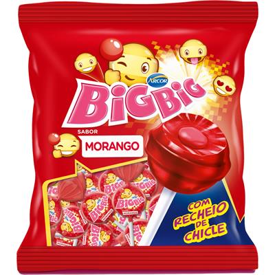 PIRULITO MORANGO COM RECHEIO CHICLE BIG BIG 500G