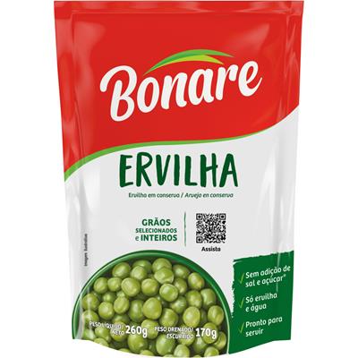 ERVILHA EM CONSERVA SEM SAL E AÇÚCAR BONARE 260G