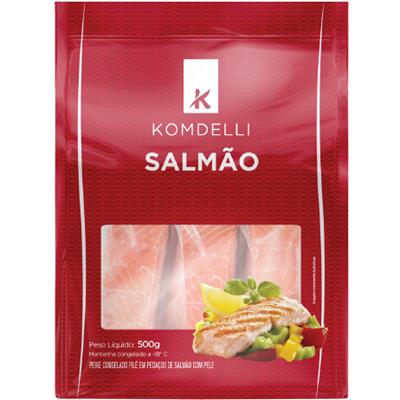 FILÉ DE SALMÃO CONGELADO EM PEDAÇOS KOMDELLI 500G