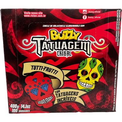 CHICLETE TUTTI-FRUTTI TATUAGEM TRIBAL BUZZY 100UN