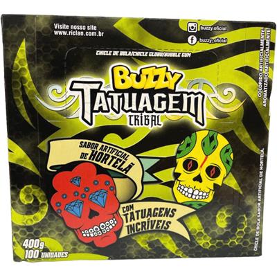 CHICLETE SABOR HORTELÃ TATUAGEM TRIBAL BUZZY 100UN