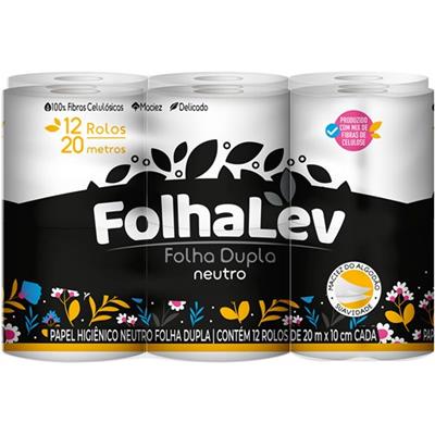 PAPEL HIGIÊNICO FOLHA DUPLA NEUTRO FOLHALEV 12UN