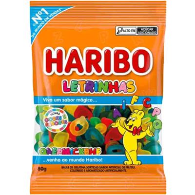 BALA DE GELATINA SABOR FRUTAS LETRINHAS HARIBO 80G